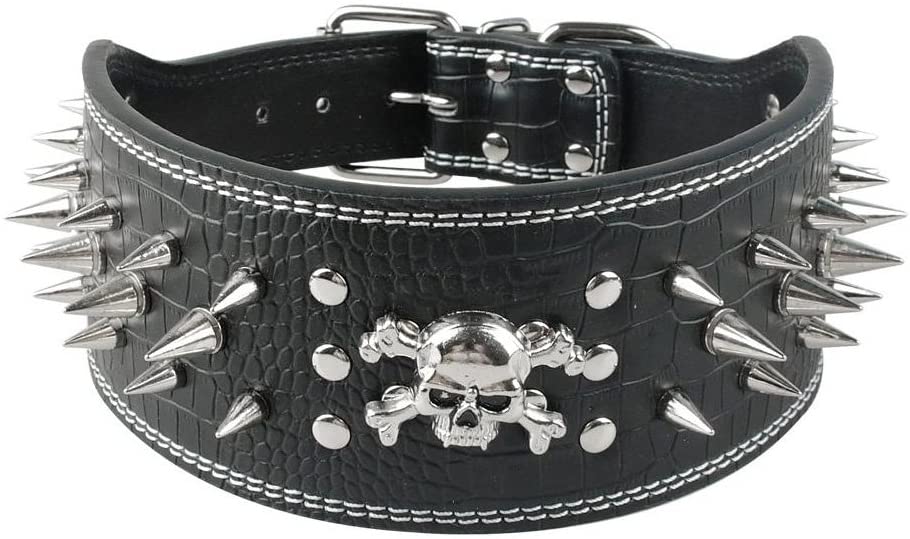 Sharp Spiked Studded Dog Collar Large Dogs Leather Collar for Pitbull  Mastiff