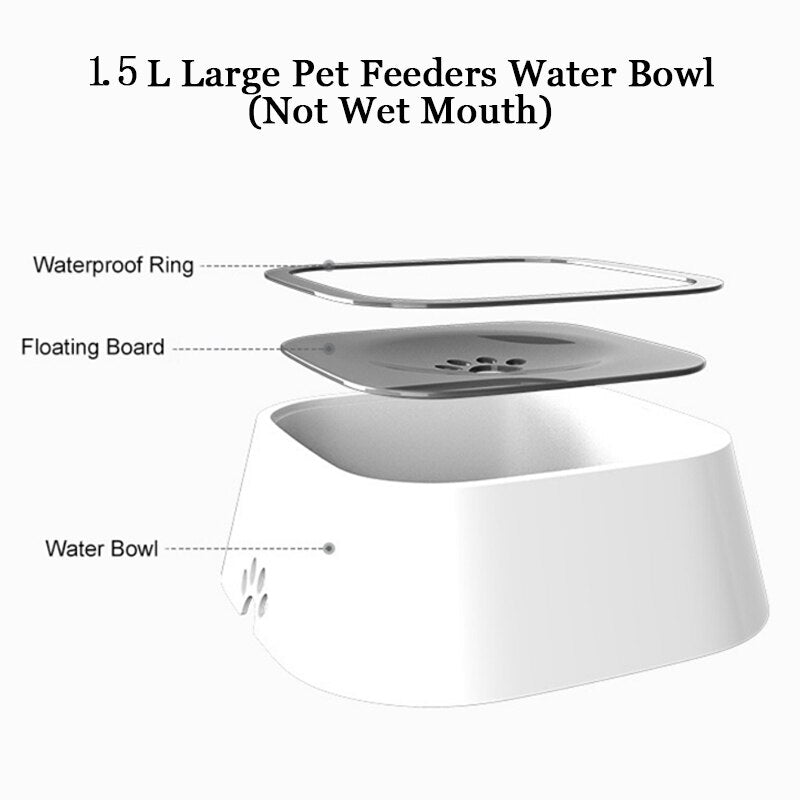 1.5L Pet Dog Cat Bowls Floating Not Wetting Mouth Spill Drinking Water Feeder