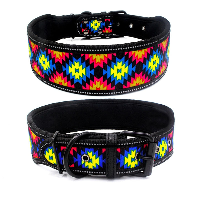 Petgoo Dog Collar Reflective,Adjustable Length,2" Width Soft Lining Padded for Heavy Duty Dog