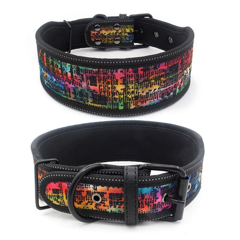 Petgoo Dog Collar Reflective,Adjustable Length,2" Width Soft Lining Padded for Heavy Duty Dog