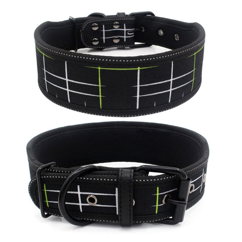 Petgoo Dog Collar Reflective,Adjustable Length,2" Width Soft Lining Padded for Heavy Duty Dog