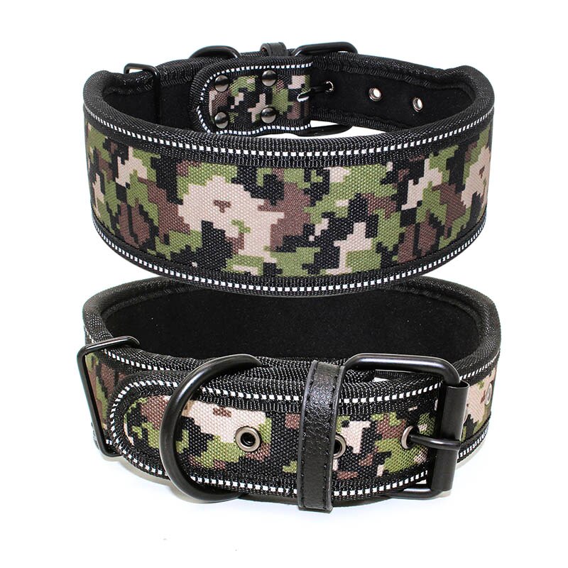 Petgoo Dog Collar Reflective,Adjustable Length,2" Width Soft Lining Padded for Heavy Duty Dog