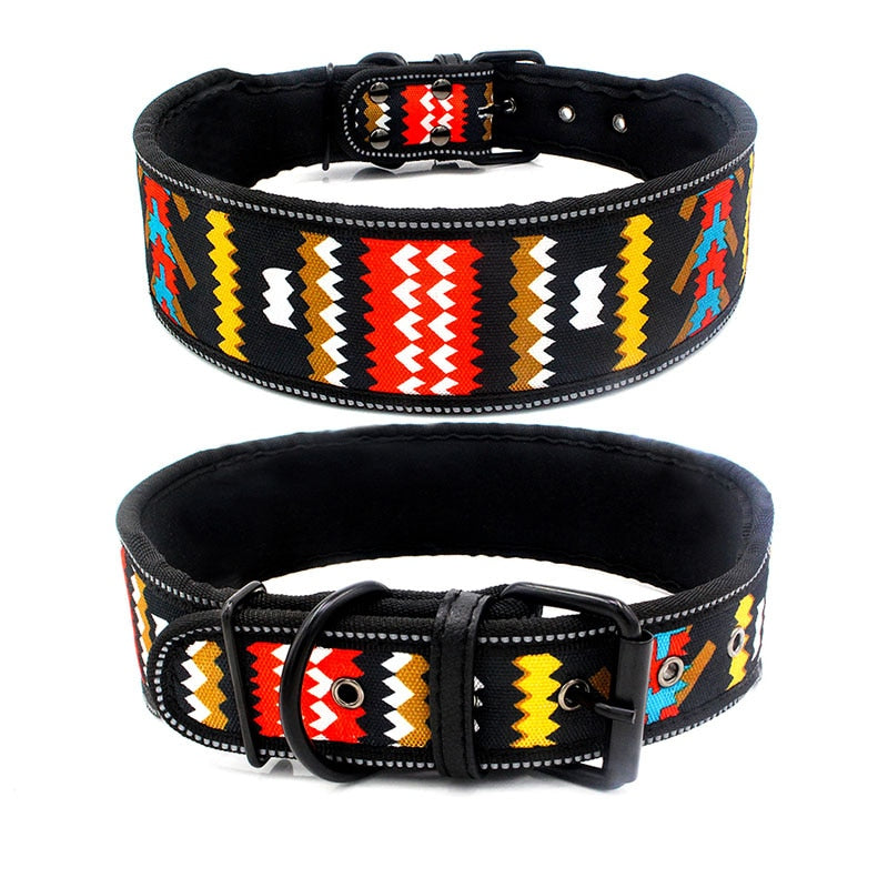Petgoo Dog Collar Reflective,Adjustable Length,2" Width Soft Lining Padded for Heavy Duty Dog