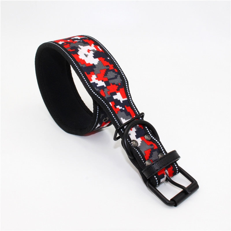 Petgoo Dog Collar Reflective,Adjustable Length,2" Width Soft Lining Padded for Heavy Duty Dog
