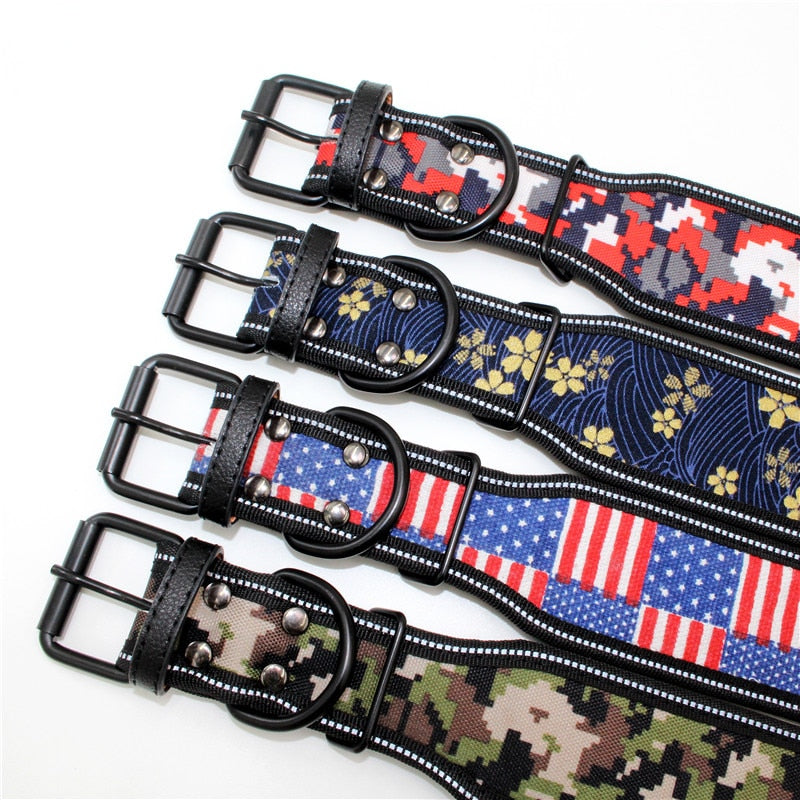 Petgoo Dog Collar Reflective,Adjustable Length,2" Width Soft Lining Padded for Heavy Duty Dog