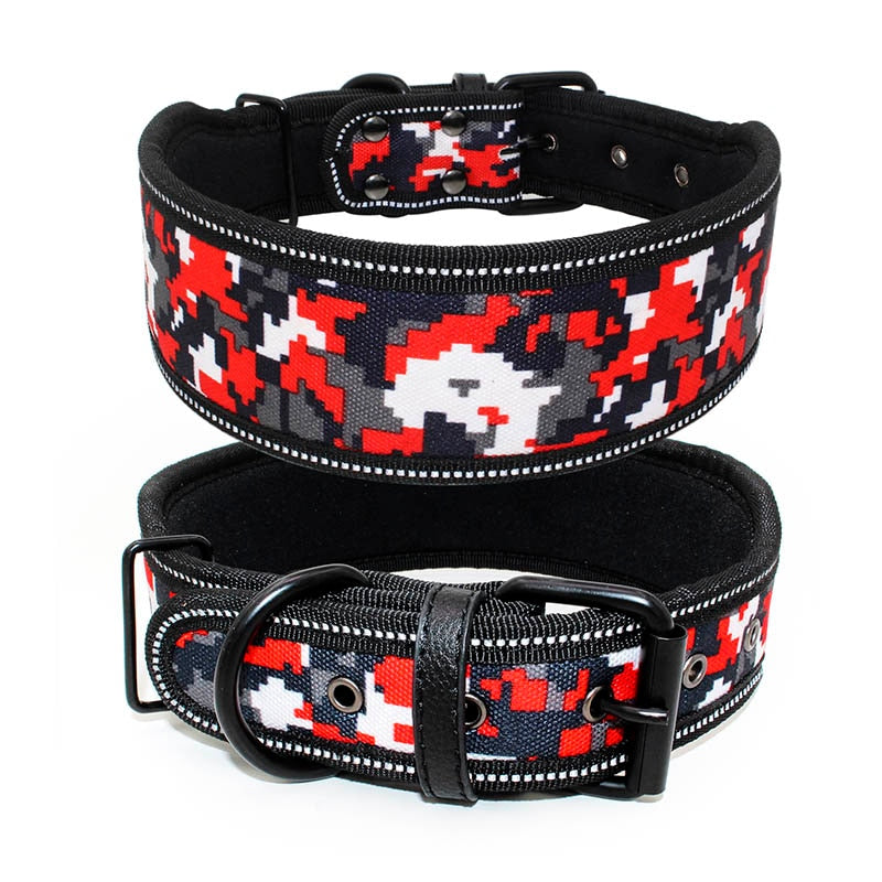 Petgoo Dog Collar Reflective,Adjustable Length,2" Width Soft Lining Padded for Heavy Duty Dog
