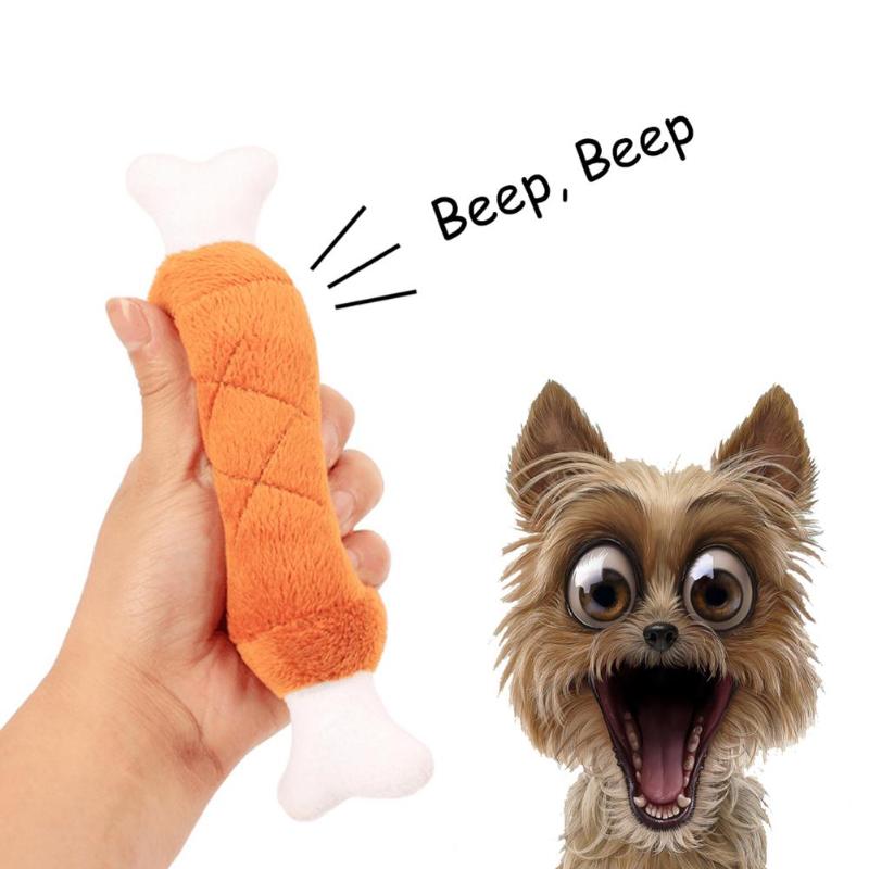 Bones Shape Plush Sound Chew Toys for Cat Dog