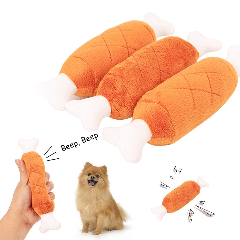 Bones Shape Plush Sound Chew Toys for Cat Dog