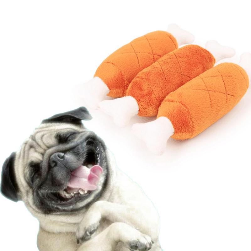 Bones Shape Plush Sound Chew Toys for Cat Dog