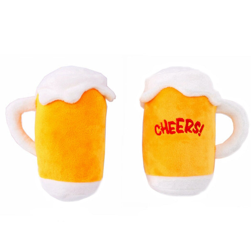 Cute Pet Plush Toy Creative Beer Bottle Cup Pet Squeaky Pet Funny Toys