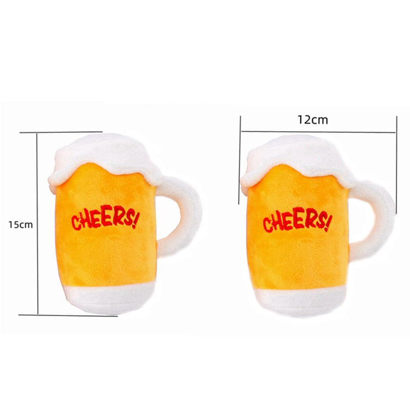 Cute Pet Plush Toy Creative Beer Bottle Cup Pet Squeaky Pet Funny Toys