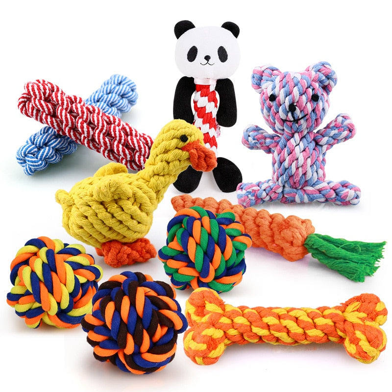 Pet Dog Chew Toys for Small Dogs Cleaning Teeth Rope Knot Ball Toy Playing Animals