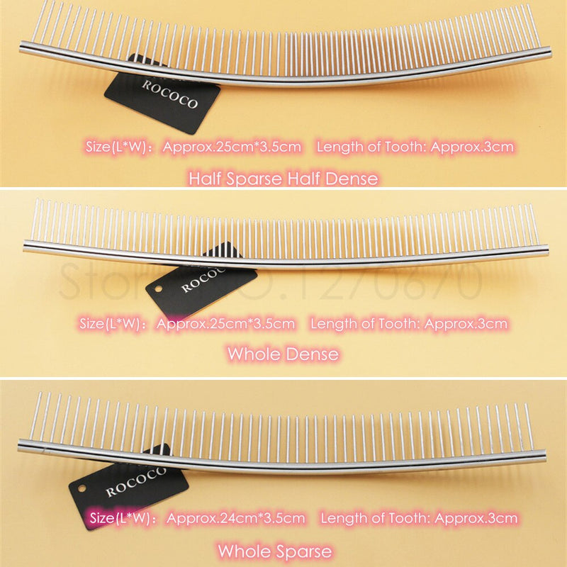 25cm Dog Curved Comb Stainless Steel Pet Grooming Comb Teeth Brush Hair Removal