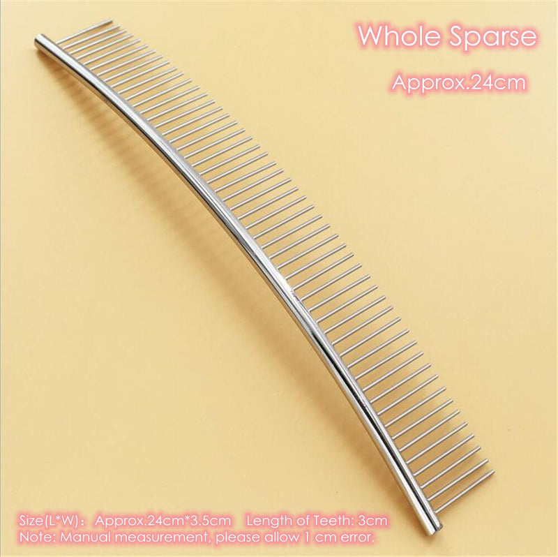 25cm Dog Curved Comb Stainless Steel Pet Grooming Comb Teeth Brush Hair Removal