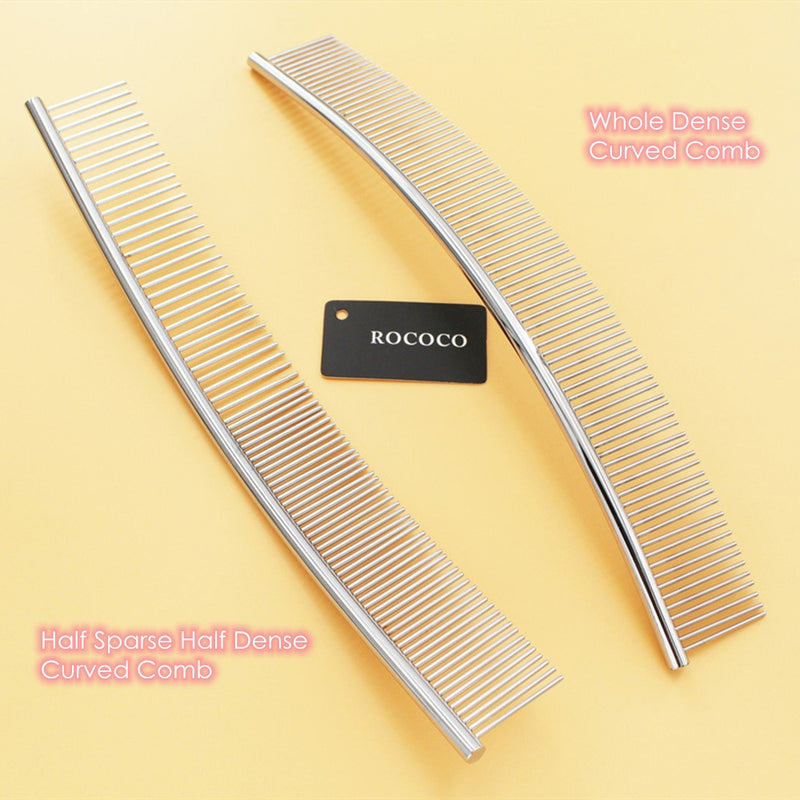 25cm Dog Curved Comb Stainless Steel Pet Grooming Comb Teeth Brush Hair Removal