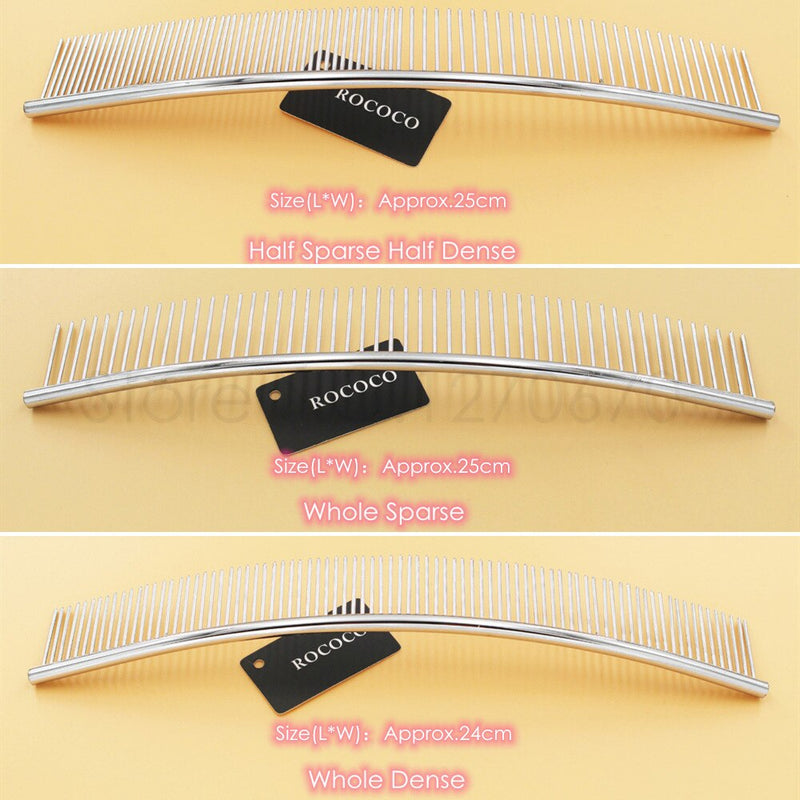 25cm Dog Curved Comb Stainless Steel Pet Grooming Comb Teeth Brush Hair Removal