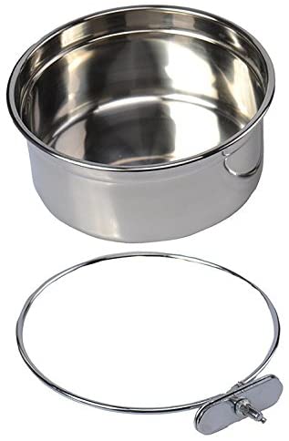 Pet Dog Coop Cups Stainless Steel Feeding Bowl with Clamp - Detachable Dog Cat Cage Kennel Hanging Bowl Metal Food Water Feeder