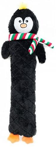 Holiday Tough No Stuffing Squeaky Plush Dog Toy with Crinkle Head and Tail