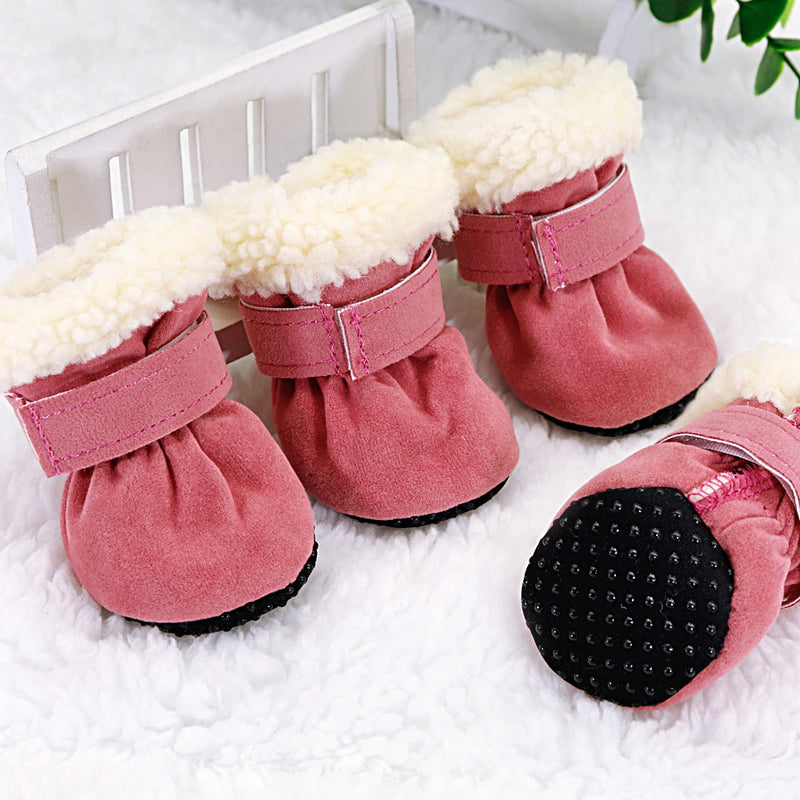 4pcs Pet Dog Shoes Waterproof Winter Dog Boots Socks Anti-slip