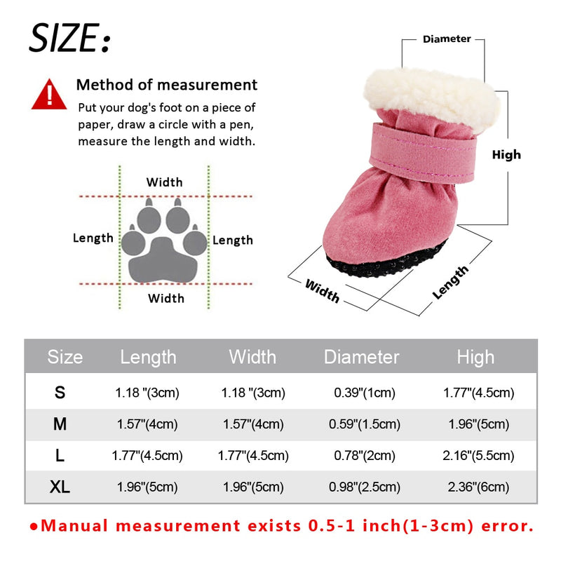 4pcs Pet Dog Shoes Waterproof Winter Dog Boots Socks Anti-slip