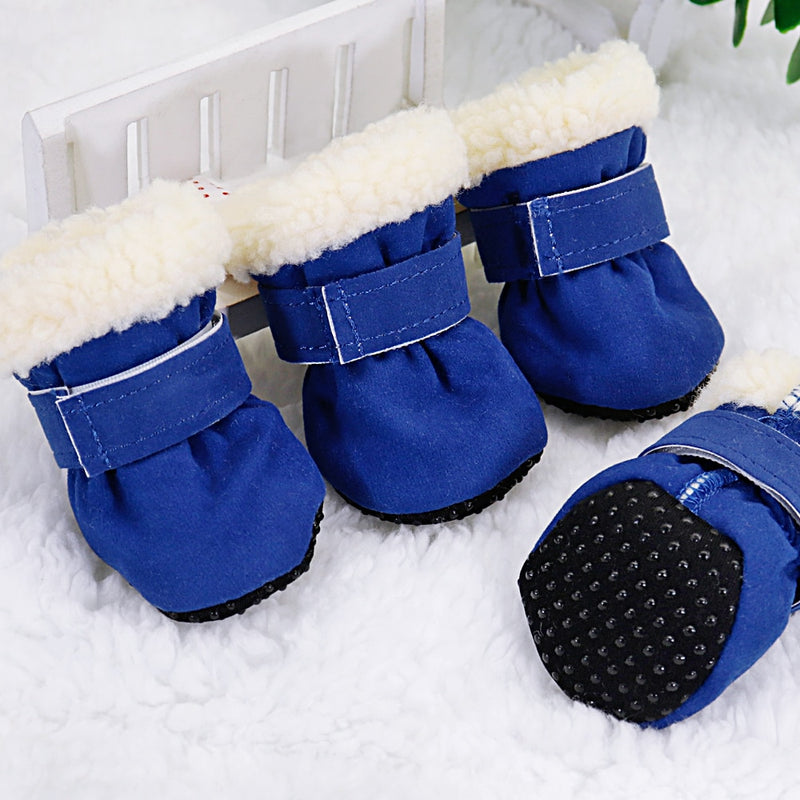 4pcs Pet Dog Shoes Waterproof Winter Dog Boots Socks Anti-slip