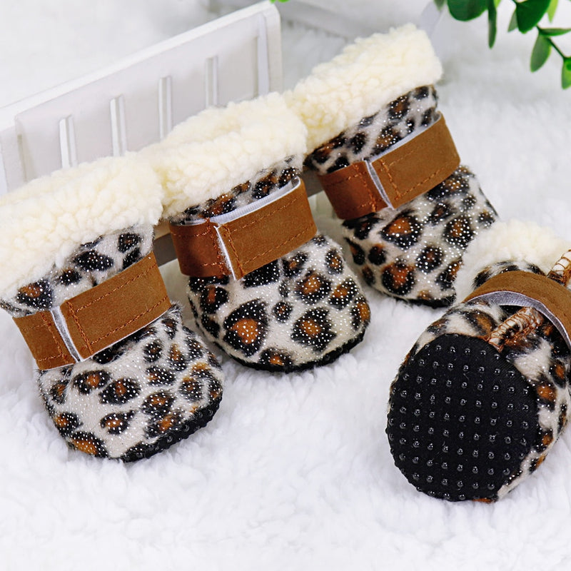 4pcs Pet Dog Shoes Waterproof Winter Dog Boots Socks Anti-slip