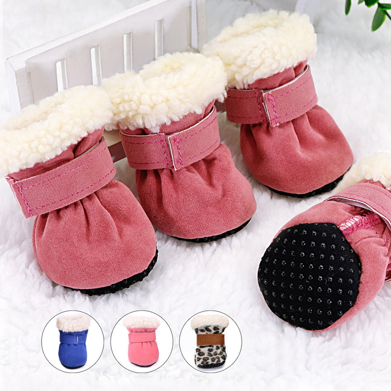 4pcs Pet Dog Shoes Waterproof Winter Dog Boots Socks Anti-slip