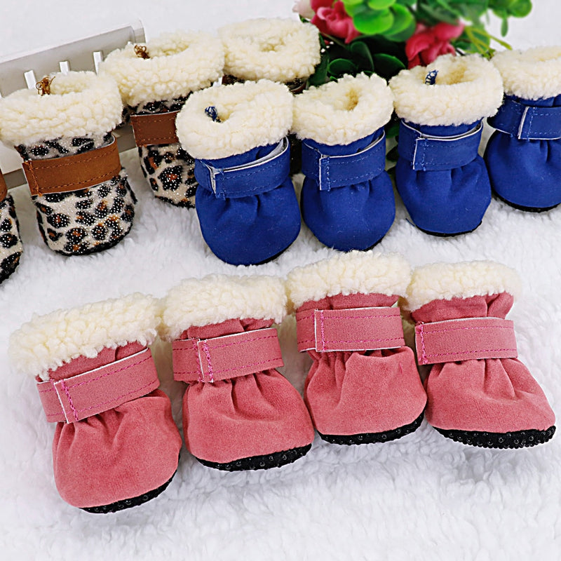 4pcs Pet Dog Shoes Waterproof Winter Dog Boots Socks Anti-slip