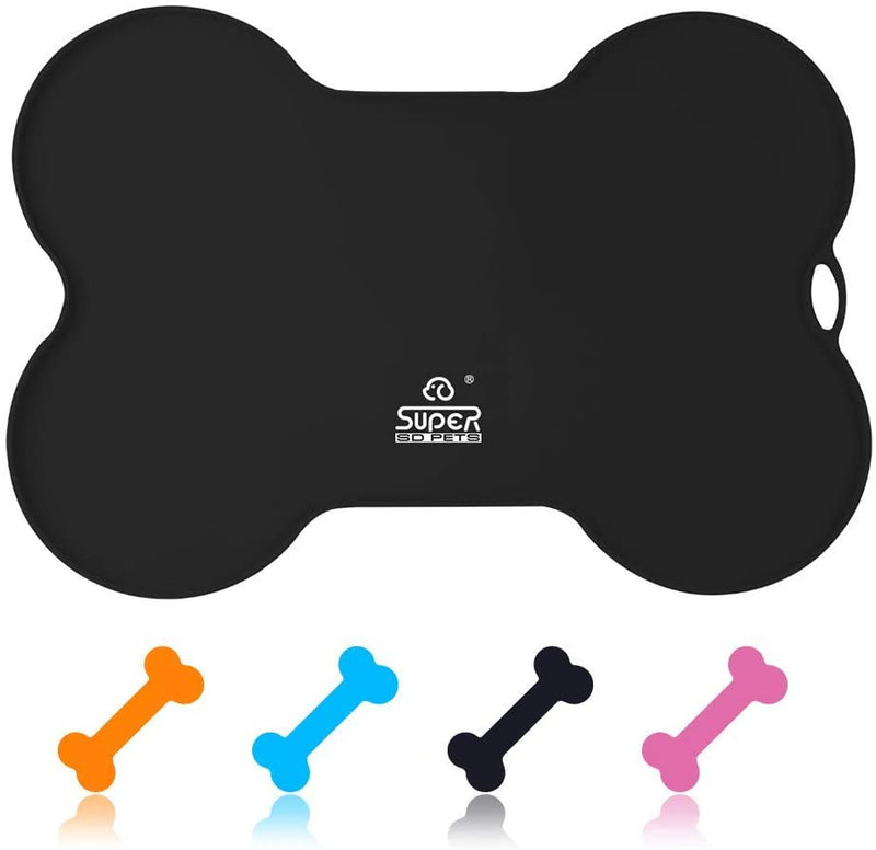 Silicone Waterproof Placemat - Bone Shaped Pet Feeding Mat, Silicone Raised Lip Non Spill Dog Cat Bowl Mat