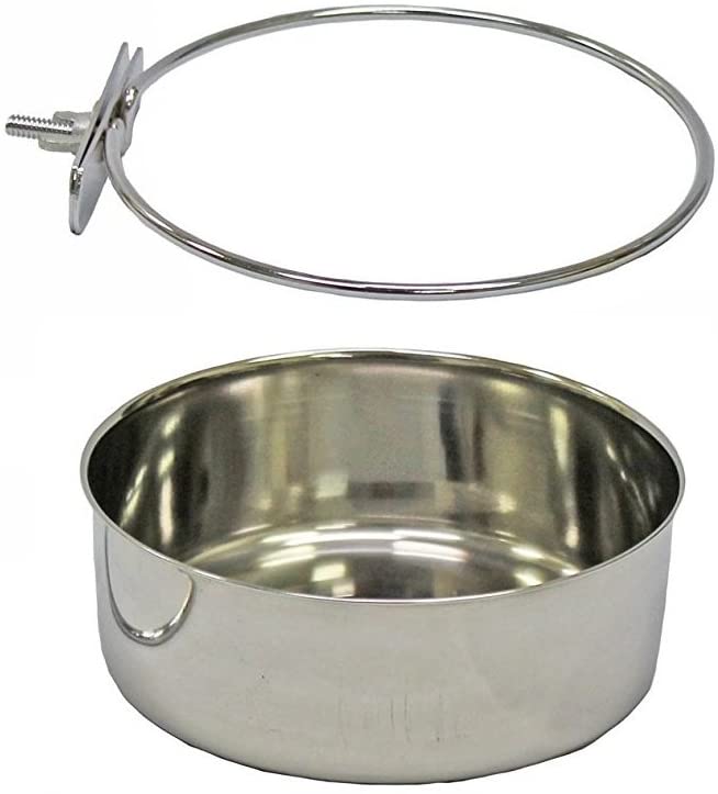 Pet Dog Coop Cups Stainless Steel Feeding Bowl with Clamp - Detachable Dog Cat Cage Kennel Hanging Bowl Metal Food Water Feeder