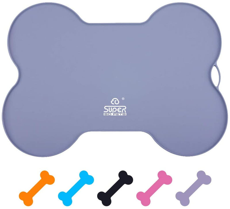 Silicone Waterproof Placemat - Bone Shaped Pet Feeding Mat, Silicone Raised Lip Non Spill Dog Cat Bowl Mat