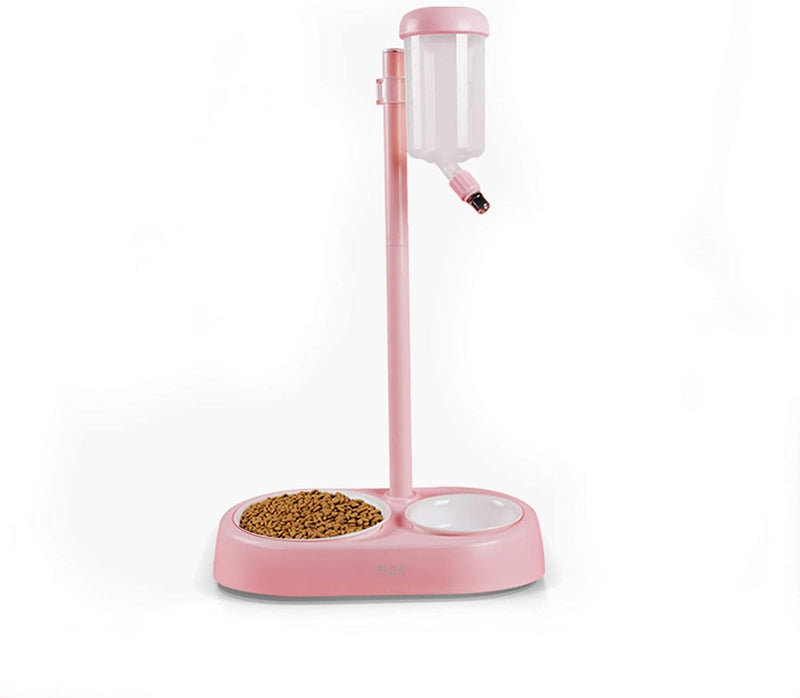 Pet Standing Water Dispenser Feeder Bowl, No Drip Water Bottle 22oz Food Feeder with Adjustable Height for Cats Dogs