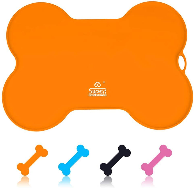 Silicone Waterproof Placemat - Bone Shaped Pet Feeding Mat, Silicone Raised Lip Non Spill Dog Cat Bowl Mat