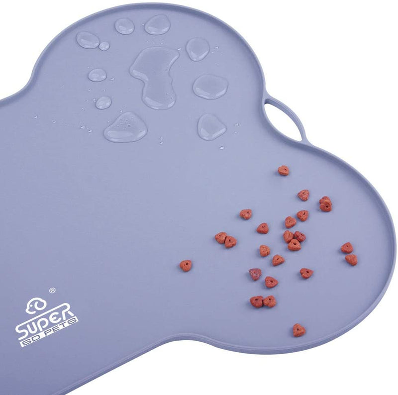 Silicone Waterproof Placemat - Bone Shaped Pet Feeding Mat, Silicone Raised Lip Non Spill Dog Cat Bowl Mat