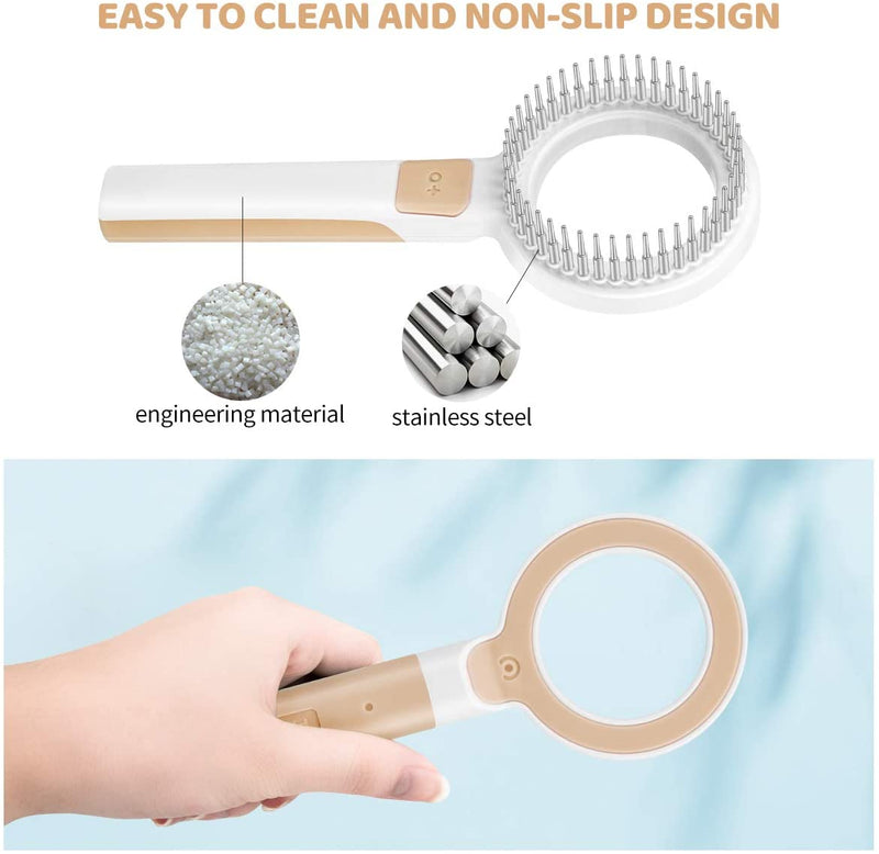 Dog Hair Brush for Grooming Pet Deshedding Comb for Long & Short Haired Cats Effectively Remove Mats, Tangles, Loose Hair, Undercoat Treatment with Magnifier Ring Design and Stainless