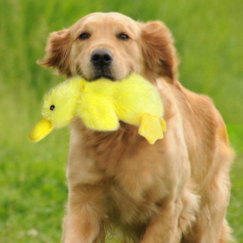 Pet Plush Squeaky Dog Toy Cute Duck Interactive Filler Chew Toys for Dogs Yellow