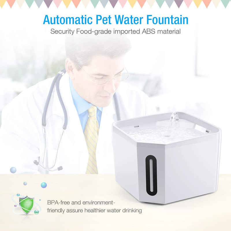 Pet Fountain, 84oz/2.5L Automatic Cat Water Fountain Ultra Quiet Dog Water Dispenser for Cats, Dogs, Small Pets