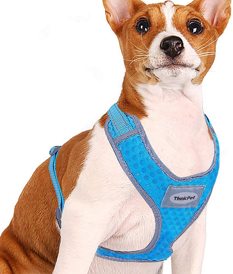 Reflective Breathable Soft Air Mesh No Pull Puppy Choke Free Over Head Vest Ventilation Harness for Puppy Small Medium Dogs and Cats