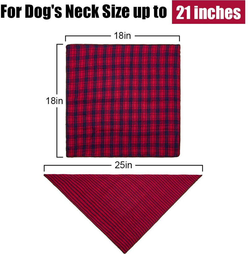 Dog Bandanas - 6PCS Birthday Gift Washable Green Black Brown Blue Red Square Plaid Printing Dog Bib Double Reversible Kerchief Scarf Adjustable Accessories for Small to Large Dog Puppy Cat