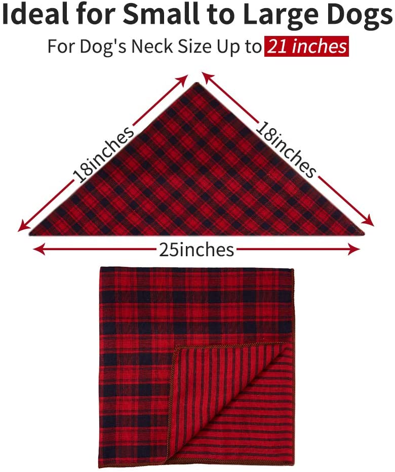 Dog Bandana- 5pcs Washable Dog Bandanas Square Plaid Printing Dog Kerchief Set Scarf Accessories for Small to Large Dogs Cats Pets Reversible