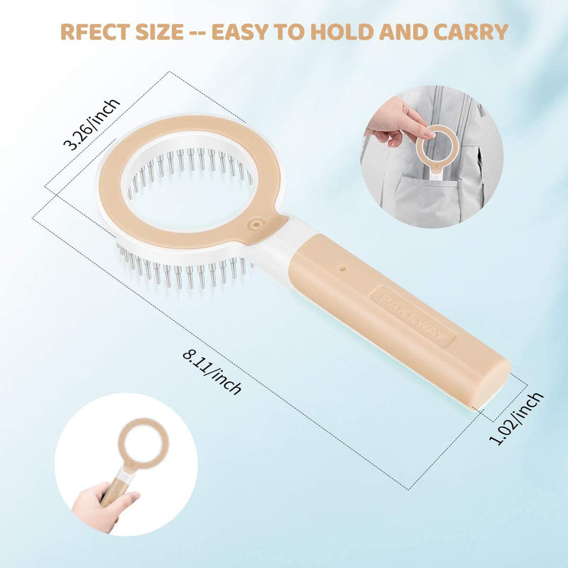 Dog Hair Brush for Grooming Pet Deshedding Comb for Long & Short Haired Cats Effectively Remove Mats, Tangles, Loose Hair, Undercoat Treatment with Magnifier Ring Design and Stainless