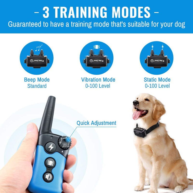 Dog Training Collar - Rechargeable Remote Dog Static Collars for Small, Medium, Large Dogs with 3 Corrective Remote Training Modes, Static, Vibration, Beep, 100% Waterproof E-Collar Trainer