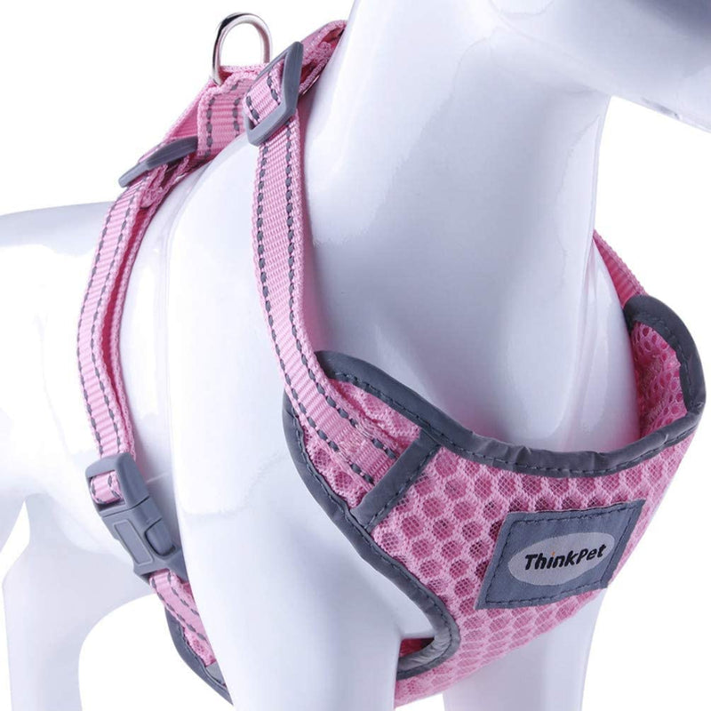 Reflective Breathable Soft Air Mesh No Pull Puppy Choke Free Over Head Vest Ventilation Harness for Puppy Small Medium Dogs and Cats