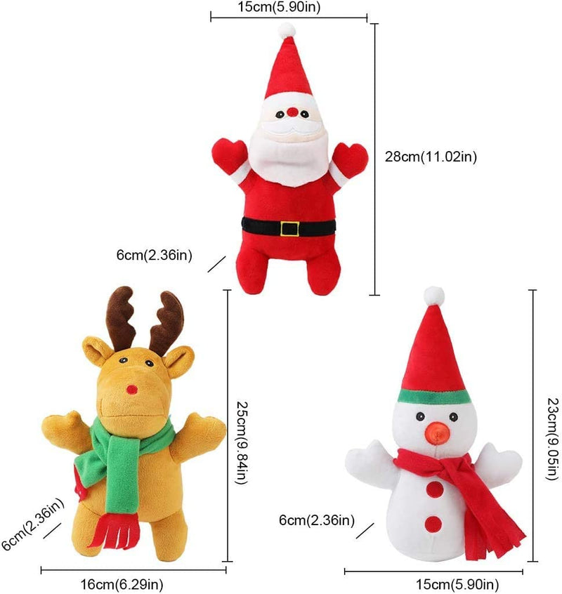 Plush Dog Squeak Toys, Soft Plush Dog Toys, Puppy Dog Chew Toy, Durable Deer Snowman and Santa Claus Dog Toy for Small Medium Dog