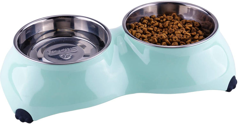 Dog Cat Bowls Melamine Stand Stainless Steel Pet Bowls for Small Medium Large Dogs and Cats