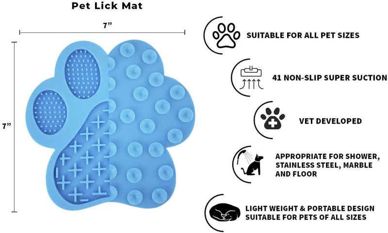 Mat for Dogs | Slow Feeder | Dog Lick Mat for Anxiety | Dog Lick Pad for Treats & Grooming | Use in Shower and Bath With Super Suction Cup Holds on Wall and Floor | Great for Pet Training