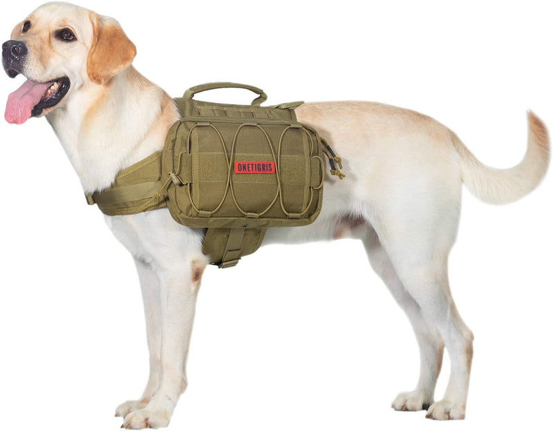 Dog Backpack for Hiking Nylon Dog Harness Backpack with Side Pockets for Large Dog with 22"-31.5" Neck Girth and 29"-35.8" Chest Girth