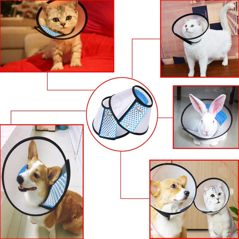 Dog Cone Adjustable Pet Cone Pet Recovery Collar Comfy Pet Cone Collar Protective Collar for After Surgery Anti-Bite Lick Wound Healing Safety Practical Plastic E-Collar for Dogs and Cats