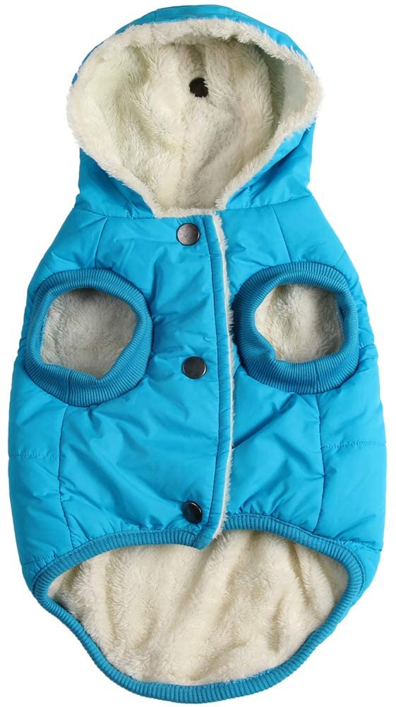 Fleece and Cotton Lining Extra Warm Dog Hoodie in Winter,Small Dog Jacket Puppy Coats with Hooded