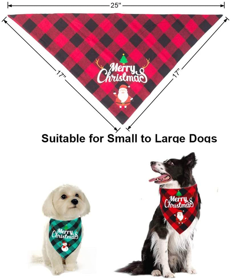 Dog Bandana Christmas Classic Plaid Pet Santa Snowman Pet Cats Pets